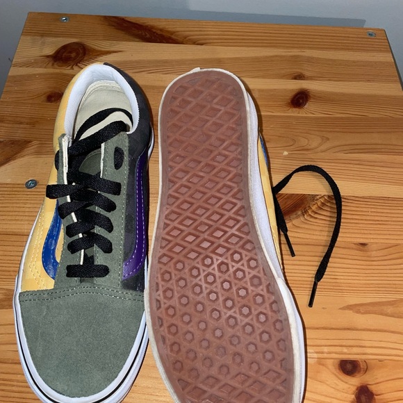 Vans Old Skool Shoes Sneakers - Checker Purple Yellow -Sz 4 Men & Sz 5.5 Women - Picture 3 of 5